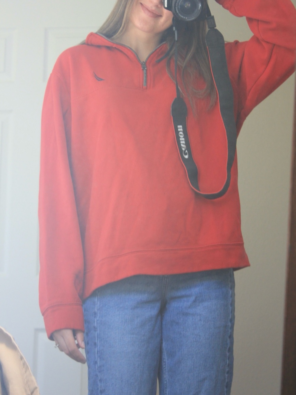 Nautica Red Quarter-Zip Pullover Hoodie